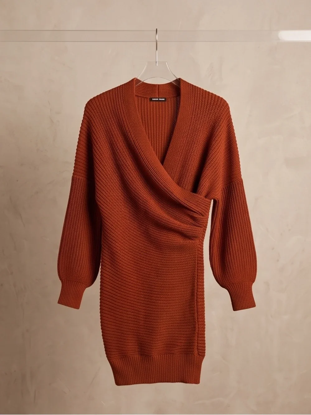 Fashion Nova Burnt Orange sweater Knit Long Sleeve Dress